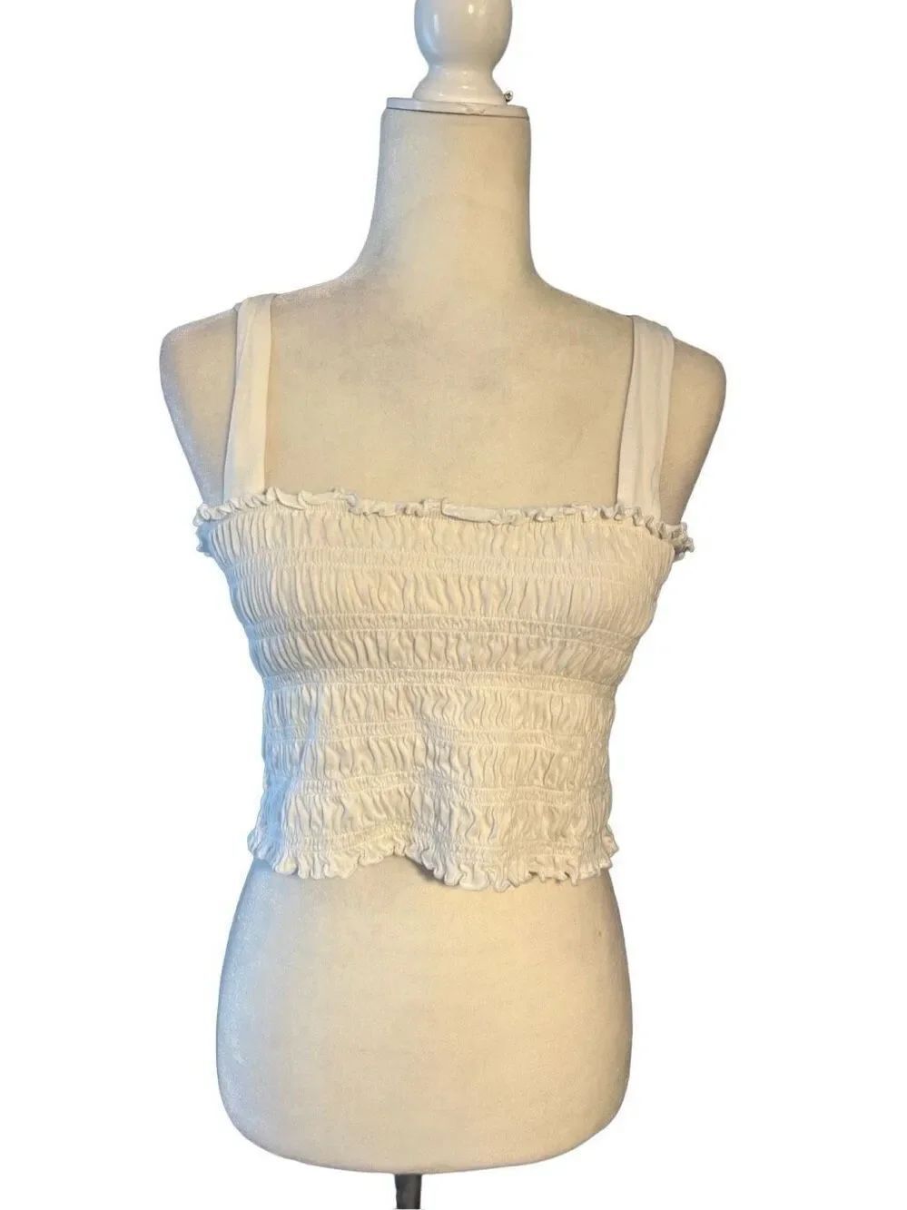American Eagle white cropped ruched tank - M